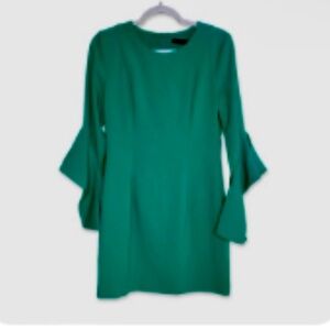 Black Halo Green Lorie 3/4 Bell-Sleeve Mini dress Sz 8